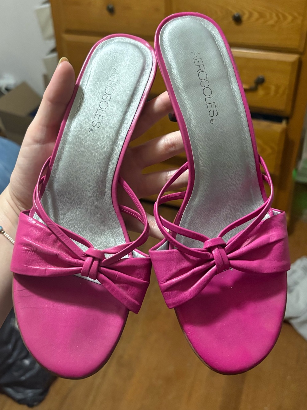 Aerosoles Pink Bow Slide Kitten Heels W7.5